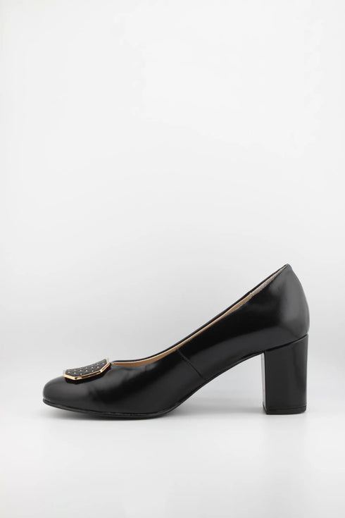 DFC Relax Block Heel Loafer with Metallic Accent